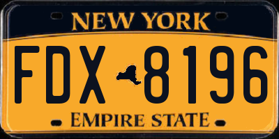 NY license plate FDX8196