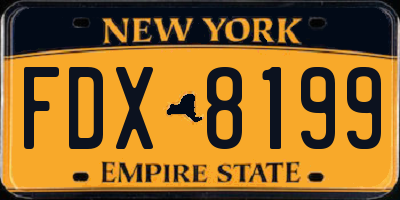 NY license plate FDX8199