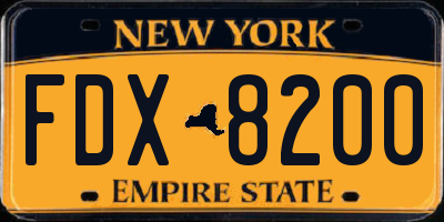 NY license plate FDX8200