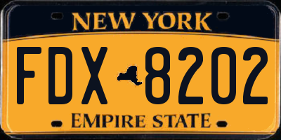 NY license plate FDX8202