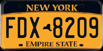 NY license plate FDX8209