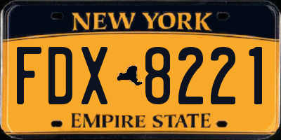 NY license plate FDX8221