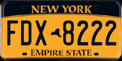 NY license plate FDX8222