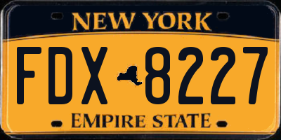 NY license plate FDX8227