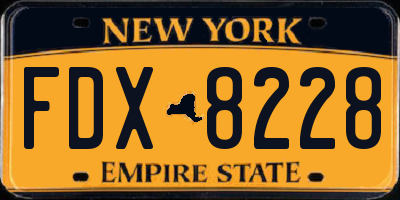 NY license plate FDX8228