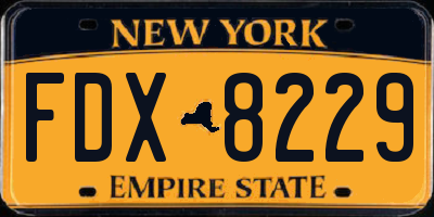 NY license plate FDX8229