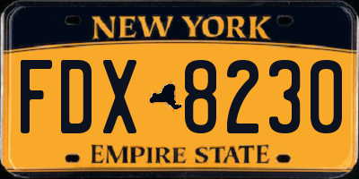 NY license plate FDX8230