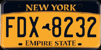 NY license plate FDX8232