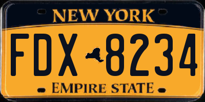 NY license plate FDX8234