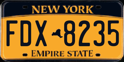NY license plate FDX8235