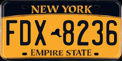 NY license plate FDX8236
