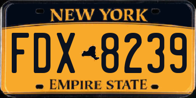 NY license plate FDX8239