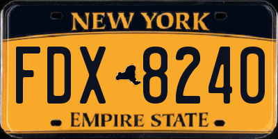 NY license plate FDX8240