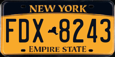 NY license plate FDX8243