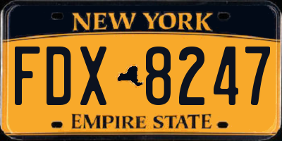 NY license plate FDX8247
