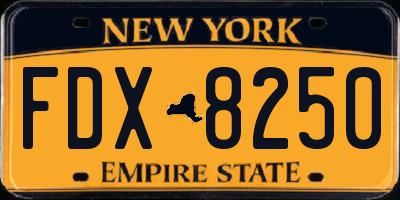 NY license plate FDX8250