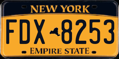 NY license plate FDX8253
