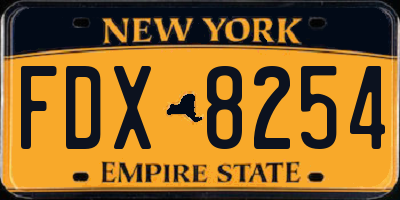 NY license plate FDX8254