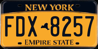 NY license plate FDX8257