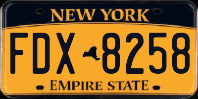 NY license plate FDX8258