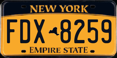 NY license plate FDX8259