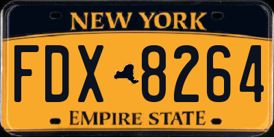 NY license plate FDX8264