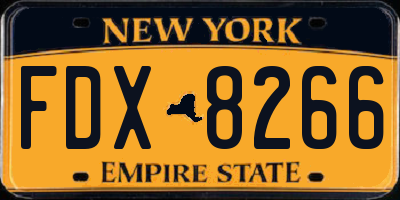 NY license plate FDX8266