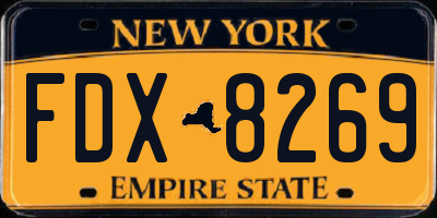 NY license plate FDX8269