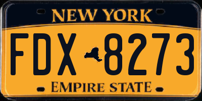 NY license plate FDX8273