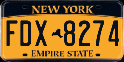 NY license plate FDX8274