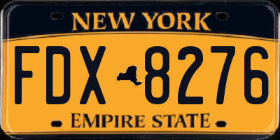 NY license plate FDX8276