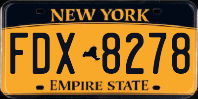 NY license plate FDX8278