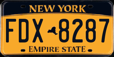 NY license plate FDX8287