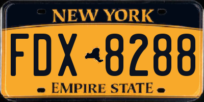 NY license plate FDX8288