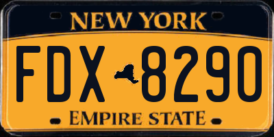 NY license plate FDX8290