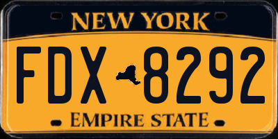 NY license plate FDX8292