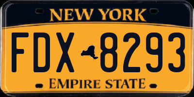 NY license plate FDX8293