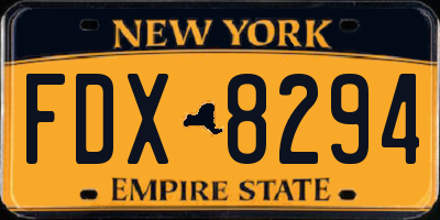 NY license plate FDX8294