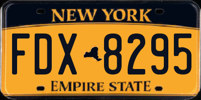 NY license plate FDX8295