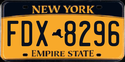 NY license plate FDX8296