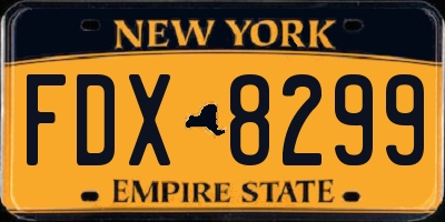 NY license plate FDX8299