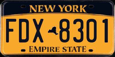 NY license plate FDX8301