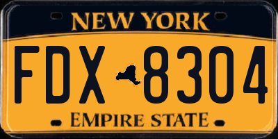 NY license plate FDX8304
