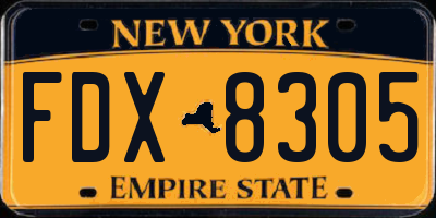 NY license plate FDX8305