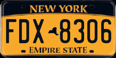 NY license plate FDX8306