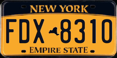 NY license plate FDX8310