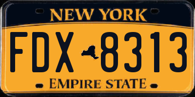 NY license plate FDX8313