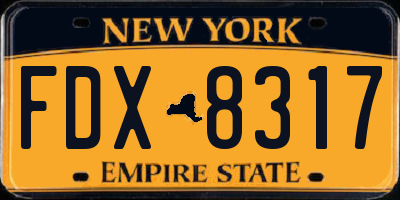 NY license plate FDX8317