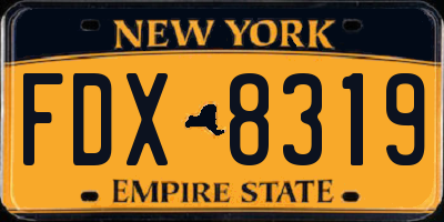 NY license plate FDX8319