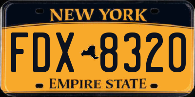 NY license plate FDX8320
